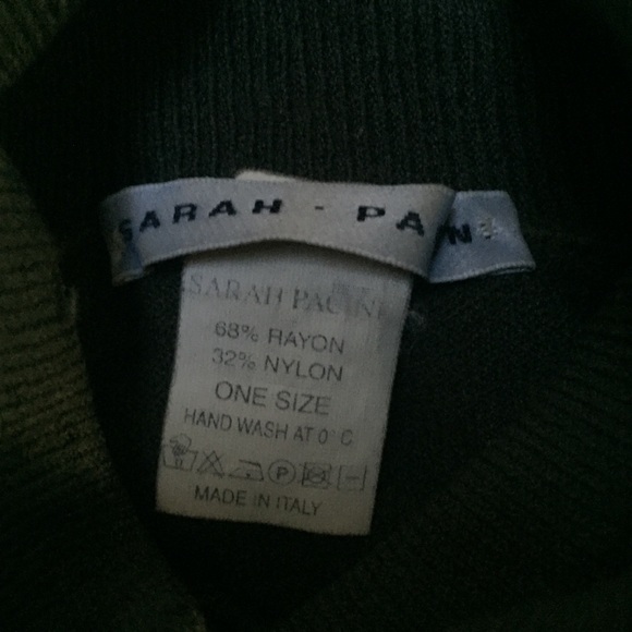 Olive Green Turtleneck Crop Rayon Nylon Small - Picture 3 of 3